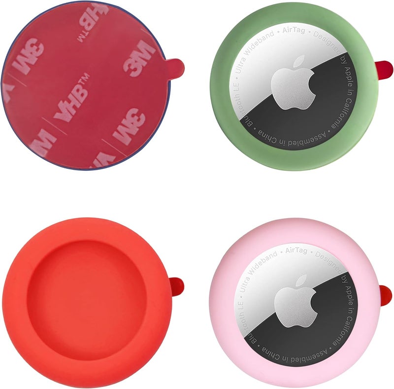echinff Silicone Case with 3M Strong Adhesive Sticker, 4 Pack Protective Case for Apple Air Tags for Sticking On Tv Remote Headphones Luggage Laptop Camera Bike - Image 1